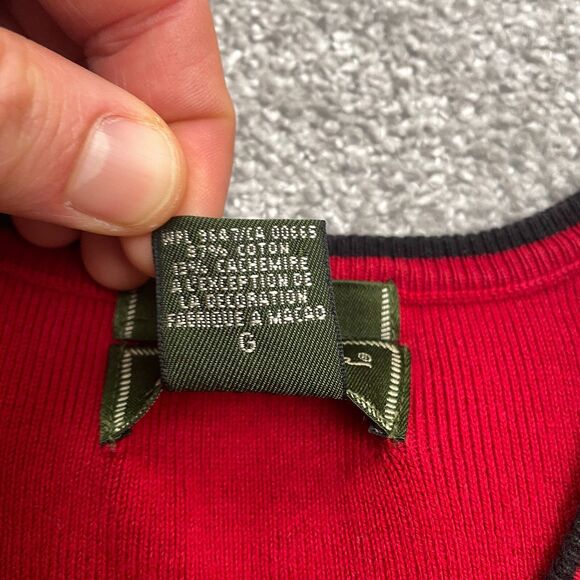 Eddie Bauer Stretch Pullover Sweater Women Large Red Black V-Neck Cashmere Blend - Picture 7 of 12